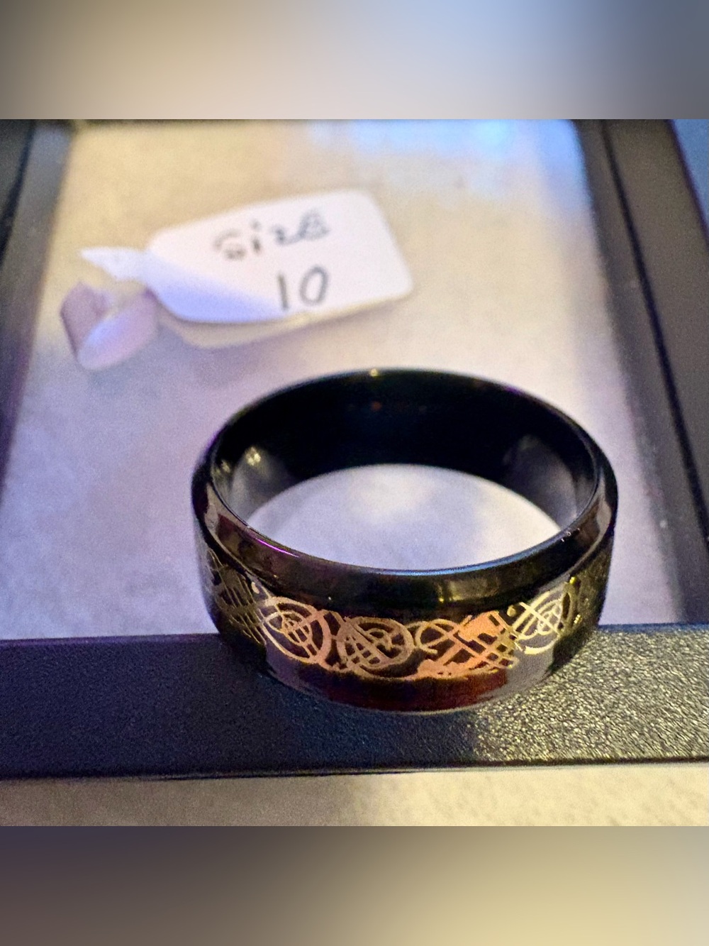 Black Band Ring with Gold Celtic Inlay